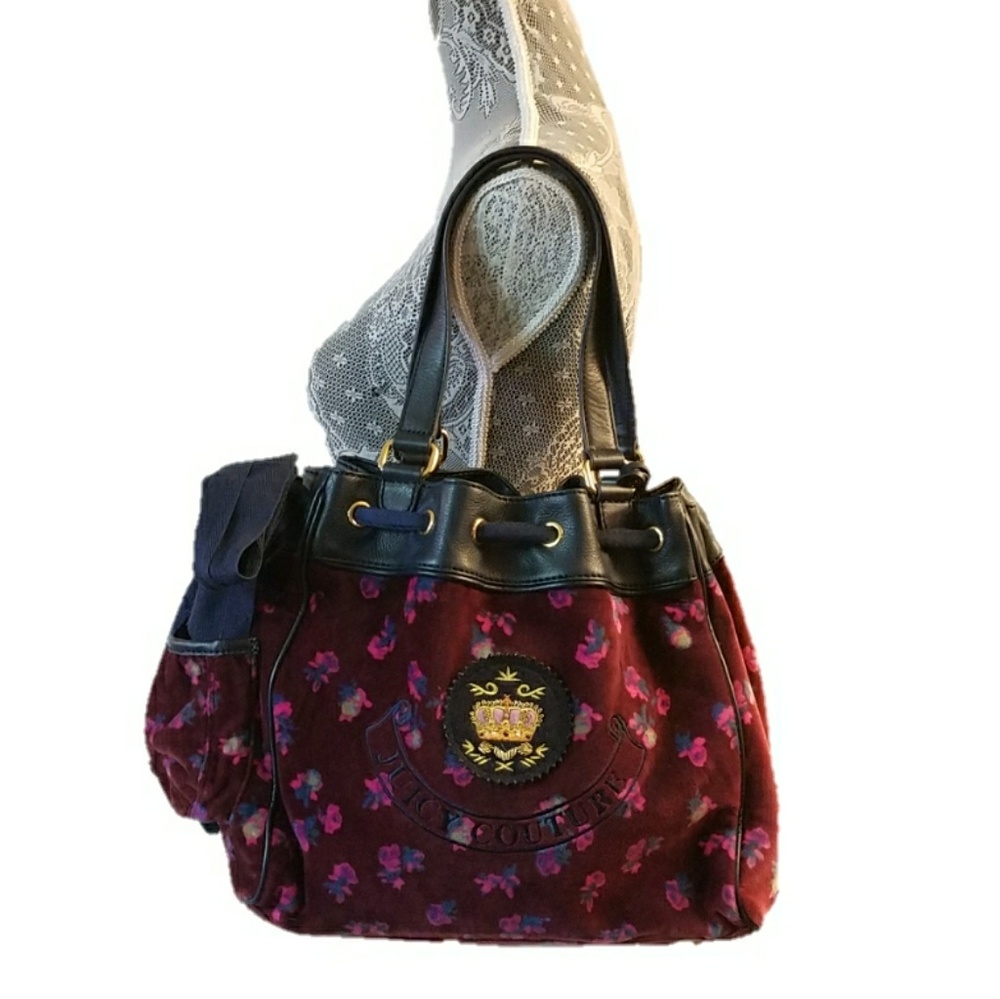 JUICY COUTURE vintage shoulder bag velour floral